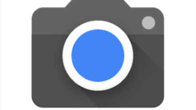 a camera with a blue circle